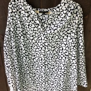 Lane Bryant Dressy black and white hearts shirt